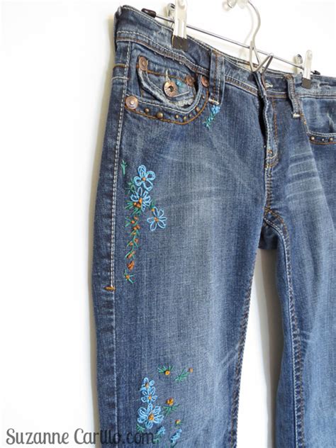 Diy Embroidered Jeans Suzanne Carillo