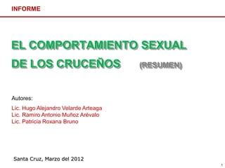 Informe Comportamiento Sexual de los Cruceños PPT