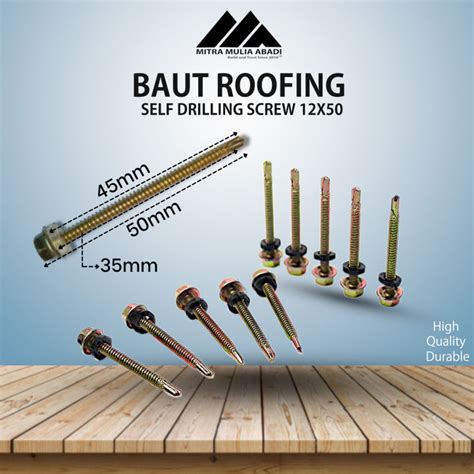 SDS 12 X 50 Sekrup Baja Ringan Baut Roofing Kuning 10pcs Lazada