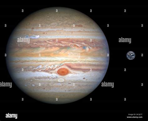 Accurate Size Comparison Of Earth And Jupiter Planet Of Solar System