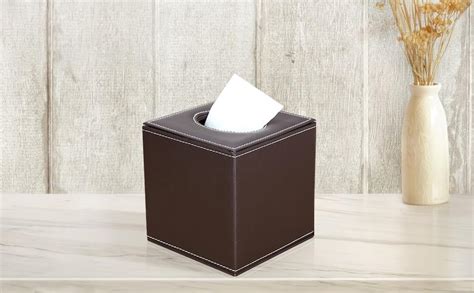 Kingfom Pu Leather Facial Tissue Box Cover Holder For Bathroom Office