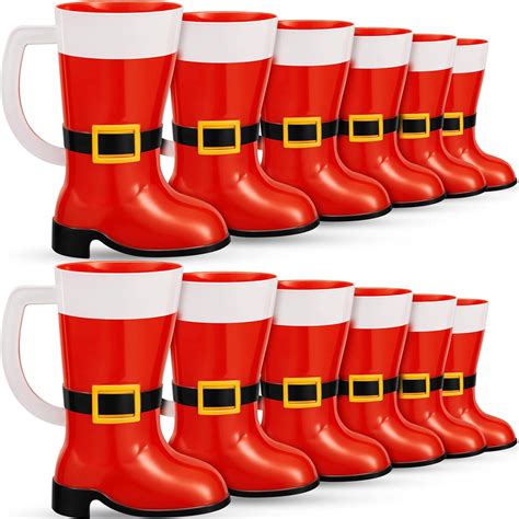 Amazon Suclain Pieces Santa Boot Plastic Mugs Oz Red Shot