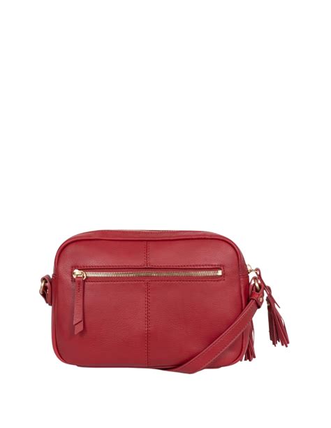 Sac Porte Travers Hexagona En Cuir Rouge Fonc Pallas Cuir