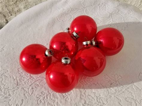 Coby Red Mercury Glass Ornaments Set Of 6 Vintage Christmas Tree Balls Holiday Decorations Etsy