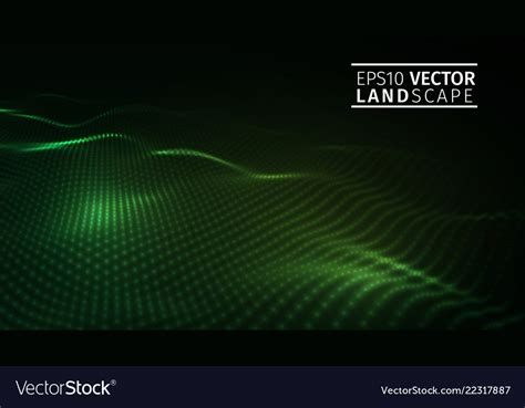 D Glowing Abstract Digital Wave Particles Vector Image