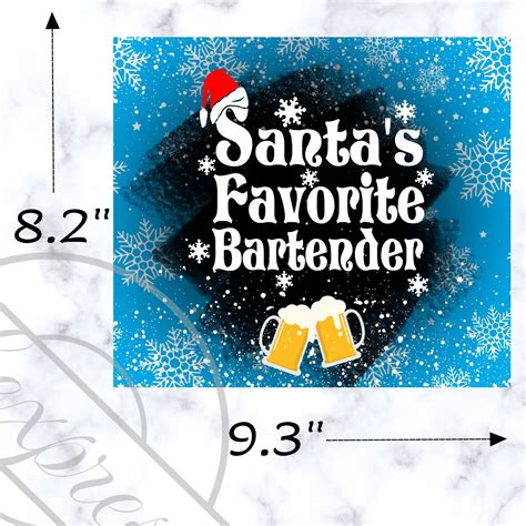 Santas Favorite Bartender Tumbler Wrap Christmas Sublimation Digital