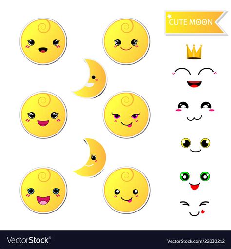 Cute Happy Moon With Smiley Face On White Vector Image