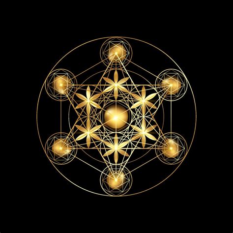 Cubo De Metatron Flor Da Vida Geometria Sagrada De Ouro Merkabah De