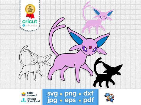 Pokem Espeon Layered Svg Pikachu Cartoon Clipart Png Silhouette Cricut