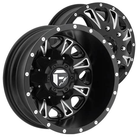 17 Fuel Wheels D513 Throttle Dually Matte Black Milled Off Road Rims