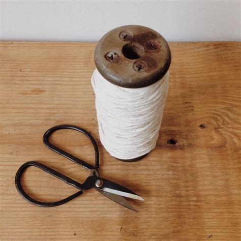 Vintage Wood Spool Of Packaging String With Scissors