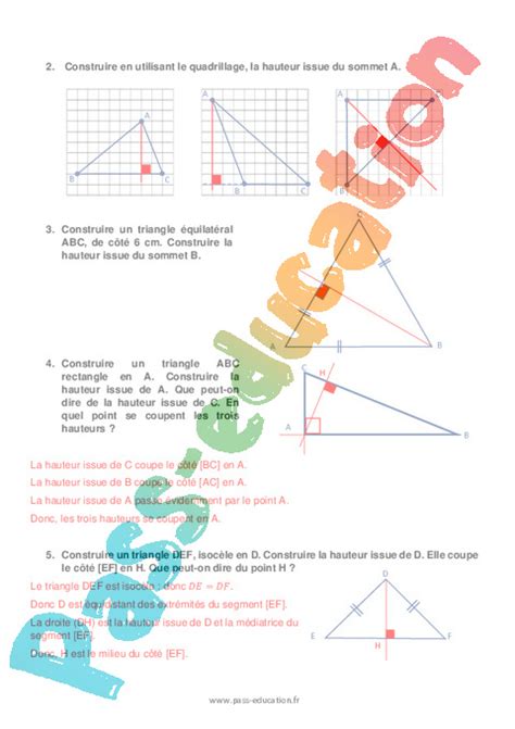 Les hauteurs d un triangle Séquence complète sur les figures usuelles