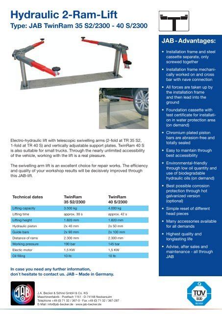 Hydraulic Ram Lift Ja Becker S Hne