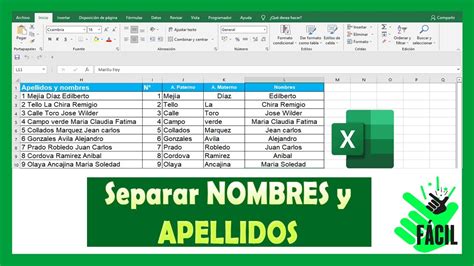 C Mo Separar Nombres Y Apellidos En Excel Excelfacil Hot Sex Picture