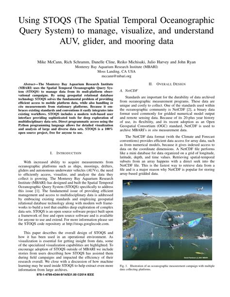 PDF Using STOQS The Spatial Temporal Oceanographic Query System To