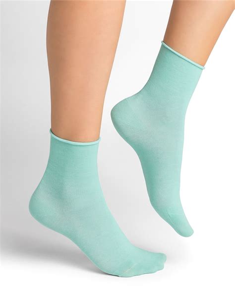 Roll Top Pure Cotton Ankle Socks Jade Women Socks Bleufor T