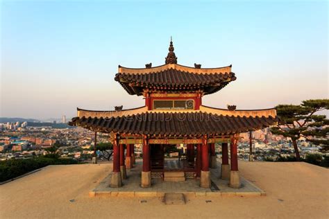 Suwon Hwaseong Fortress Seojangdae at Night, South Korea Stock Photo ...