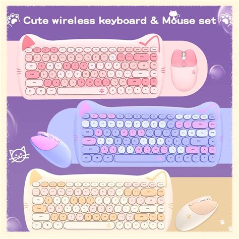 Teclado Mecânico MOFII Geezer Cutie Kitty 2 4G Conjunto De Combo De Sem