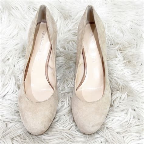 Franco Sarto Shoes Franco Sarto Patent Leather Heel Nude Suede Pump Classic Platform Size