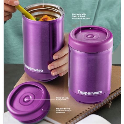 Tupperware Stacking Thermal Flask Purple Hot Cool Ml Ml Twist N