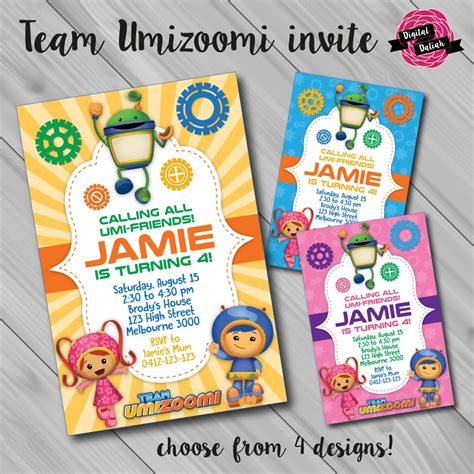 Team Umizoomi Invitation Choose From 4 Background Designs Digital