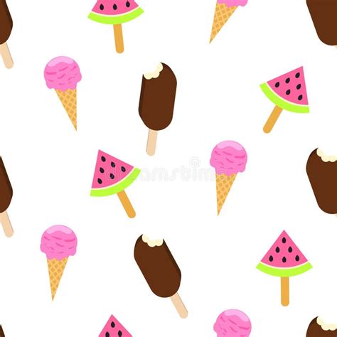 Modelo Inconsútil Del Vector Del Helado Colección De Verano Ilustración