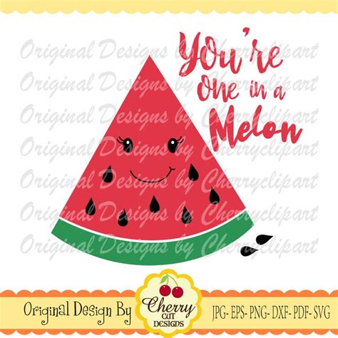 Watermelon Svg Youre One In A Melon Silhouette And Cricut Etsy