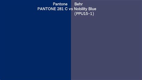 Pantone 281 C Vs Behr Nobility Blue PPU15 1 Side By Side Comparison