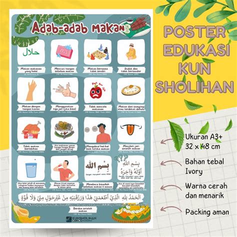 Poster Adab Makan Kun Sholihan Yufid Store Toko Muslim