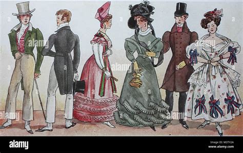 La Moda La Ropa La Moda Biedermeier En Alemania Desde La Izquierda