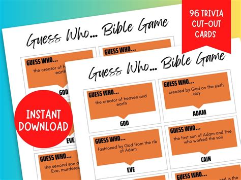 Guess Who Bible Game Bible Character Trivia Game Printable Bible Games