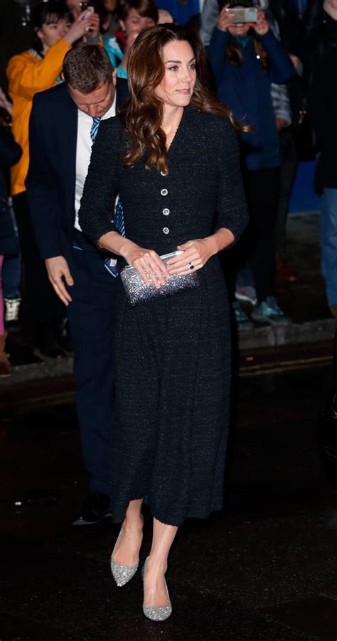 Kate Middletons Black Dress And Jimmy Choo Glitter Shoes Popsugar