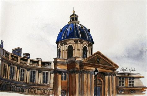 Institut De Francais Original Watercolor Esther BeLer Wodrich