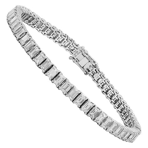 Eg Lab White Gold Emerald Cut Diamond Tennis Bracelet 9 37 Carat For