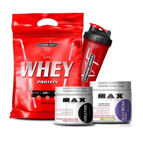 Kit Nutri Whey 907g Bcaa Fix Creatina Max 150g R 12490 Em