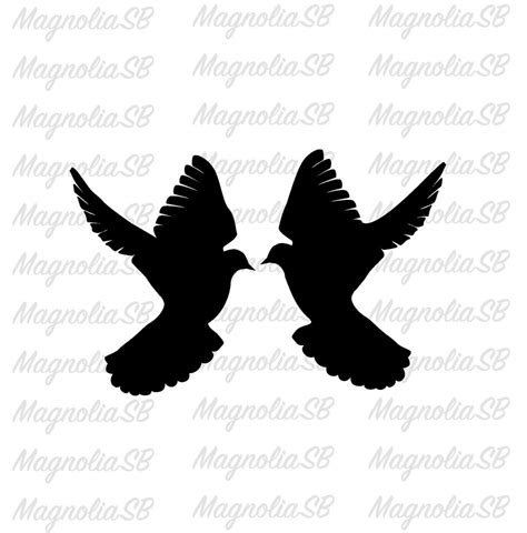 Doves Silhouette Svg Dxf Doves Clipart Cutting Vector Etsy