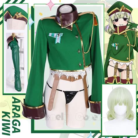 Araga Kiwi Cosplay Costume Anime Gushing Over Magical Girls Wig Leopard Military Uniform Hat