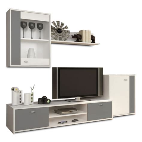 Set Mobila Living Alb Gri Modern Cm Lungime Bortis Impex