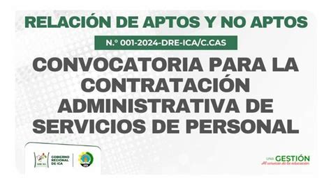 Relaci N De Aptos Y No Aptos En La Convocatoria Para La Contrataci N