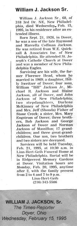 William Joseph Jackson Sr 1926 1995 Find A Grave Memorial