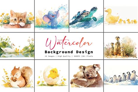 Watercolor Animal Background Graphic by saro shop · Creative Fabrica