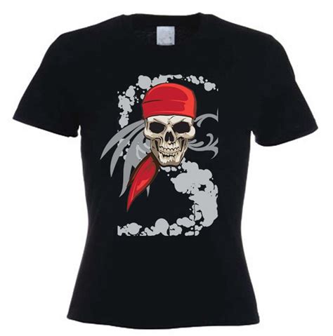 Pirate Skull Womens T Shirt Pirates Fancy Dress Goth Crossbones Ebay