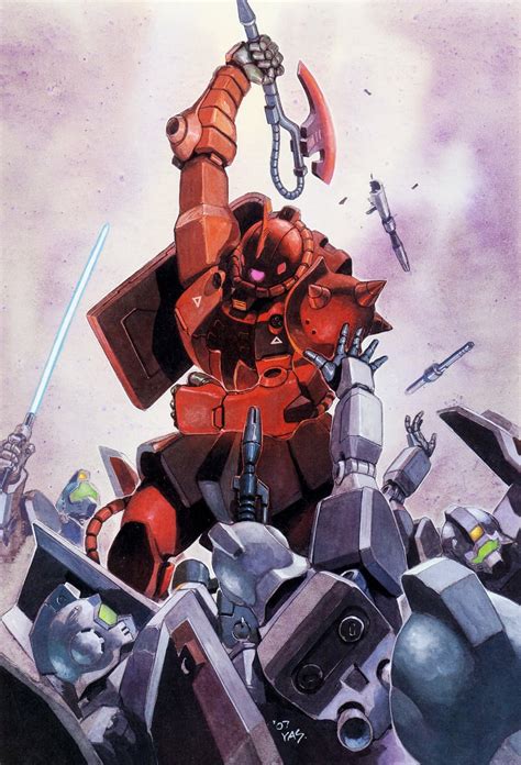 Char Aznable Gm And Zaku Ii S Char Custom Gundam And 1 More Drawn