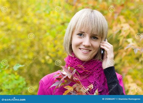Blonde Talking On A Cell Phone Stock Image Image Of Cute Beauty