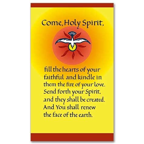 Come Holy Spirit Prayer Card - The Cathedral Bookstore