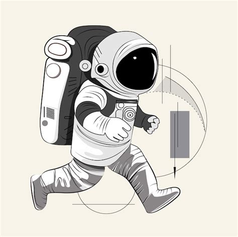 Premium Vector An Astronaut Is Walking And Has A Camera On His Back