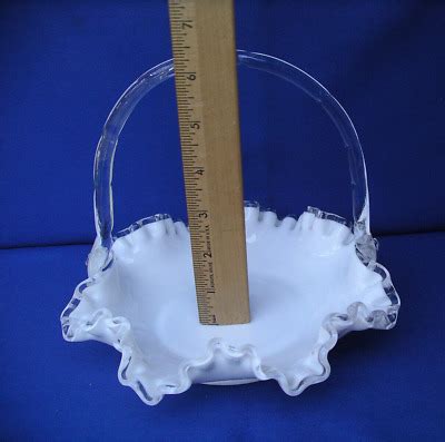 VTG Fenton Silver Crest White Milk Glass Ruffled 7 X 8 Easter Basket