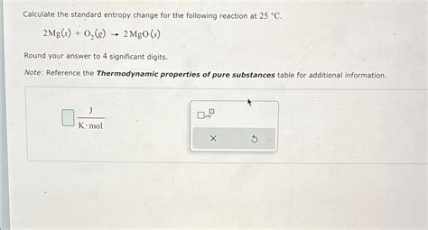 Solved Calculate The Standard Entropy Change For The Chegg