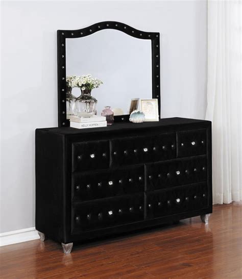 Buy Coaster Q Pc Deanna Queen Bedroom Set Pcs In Black Velvet