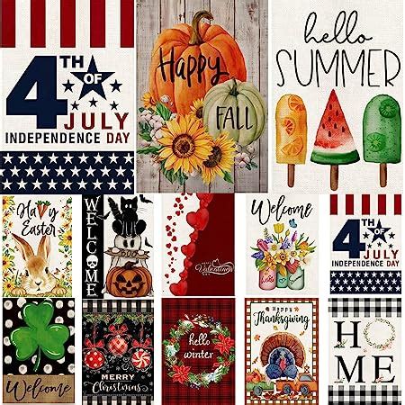 Amazon Cdlong Seasonal Garden Flag Set Of Double Sided X